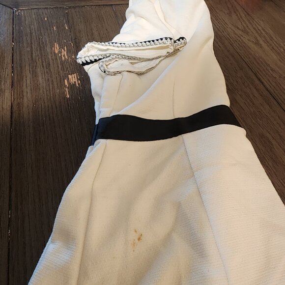 Tahari ASL Contrast Trim Short Sleeve Dress Black & White Size 12- Small Spot - Picture 14 of 15